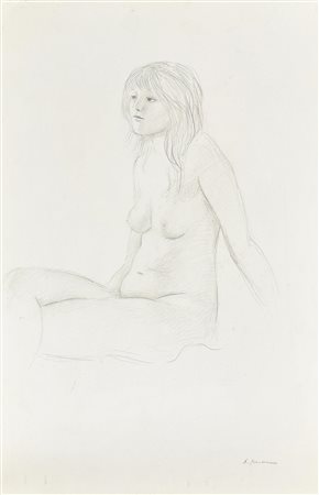 Antonio Bueno NUDO SEDUTO matita su carta, cm 47x31 firma L'opera presenta...