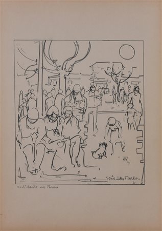 Gianni Sesia della Merla MOVIMENTO NEL PARCO matita su carta, cm 50x34,5...