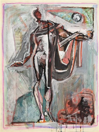 Alexandre P. Zaitsev APOLLO tempera su carta, cm 79x58 firma sul retro:...