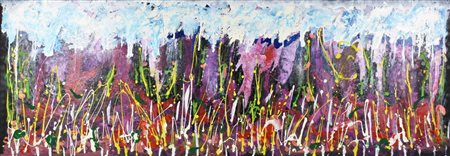 Dalila Crotti THE QUESTION acrilico su tela tamburata, cm 50x150 sul retro:...