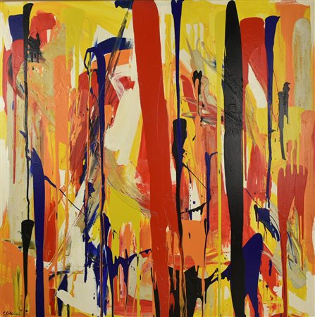 Giuseppe Ciccia BIANCO... tecnica mista su tela, cm 100x100 firma sul retro:...