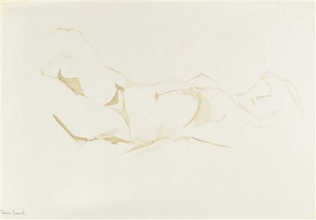 Franco Franchi NUDO SDRAIATO acquarello su carta, cm 50x70 firma e data...