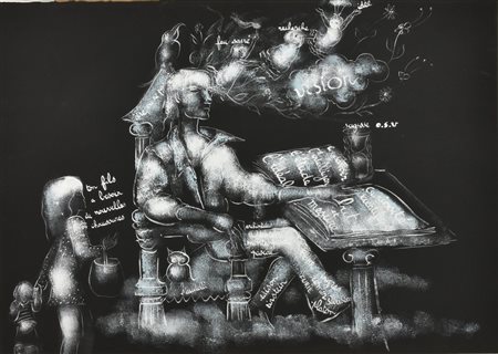 Anonimo LO SCIENZIATO DISTRATTO tecnica mista su cartonicno, cm 70x100