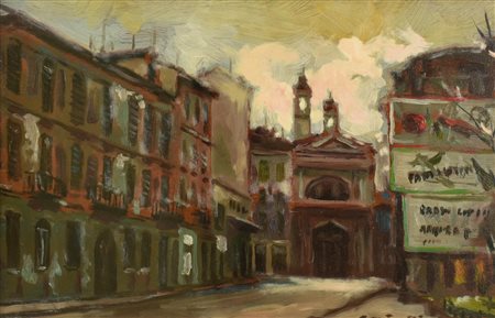 Willie Senigallieri MILANO LA VITTORIA olio su tavola, cm 20x30 firma sul...