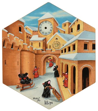 Ulisse ALLEGORIA serigrafia su tavola, cm 49x42,5; es. XLII/C firma e...