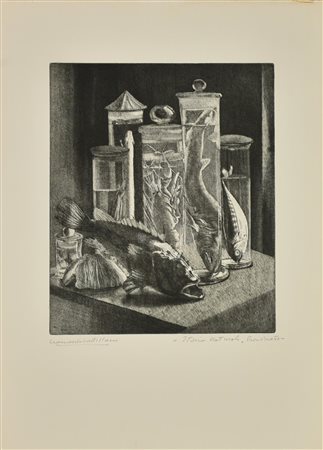 Leonardo Castellani STORIA NATURALE acquaforte acquatinta, cm 40,5x33,5, su...