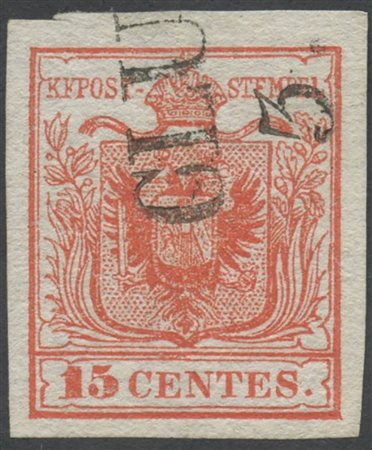 1850, 15c. N.3a Rosso. (A+) (Cat.75)