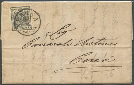 29.09.1857, lettera da Verona per Corea (per il distretto postale) affrancata...