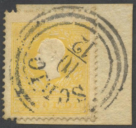 2s. N.23a Giallo Vivo annullato con il C3 di Schio. (A+) (cat.1.800)