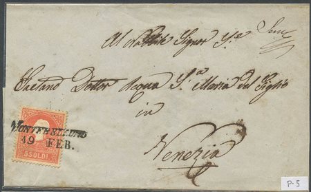 19.02.1859, Lettera da Montebelluno per Venezia, affrancata con un 5s. N.30...