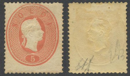 5s. N.33 Rosso nuovo con gomma, linguellato. (A) (E. Diena, Cert. A. Diena)...