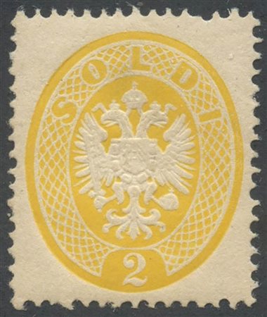 2s. N.36 Giallo nuovo con gomma, linguellato. (A) (Cat.550)