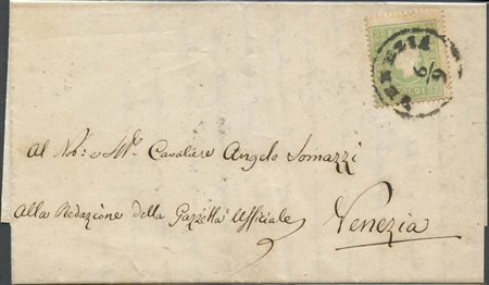 06.09.1863, lettera da Venezia per Città affrancata con un 3s. N.35 Verde...