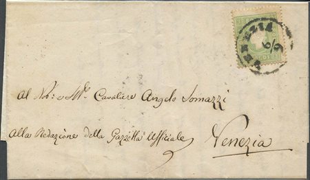 06.09.1863, lettera da Venezia per Città affrancata con un 3s. N.35 Verde...