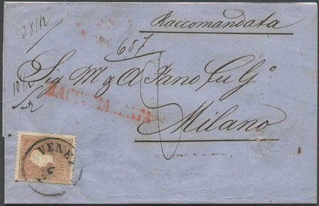 06.02.1862, Lettera Raccomandata da Venezia per Milano affrancata con un 10s....
