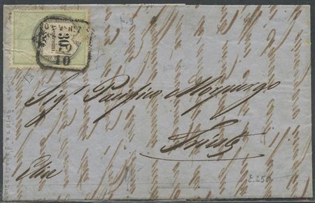 Lettera da Venezia a Trieste affrancata con una marca da bollo da 30c. N.8....