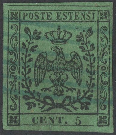 1852, N.1 Verde, usato. (A+) (Cat.225)