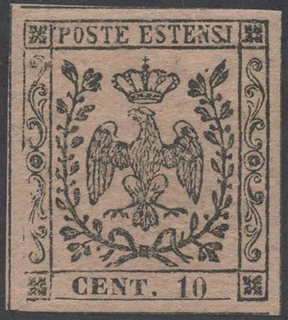 1852, 10c. N.2 Rosa nuovo con gomma, linguellato. (A+) (Cat.1.200)