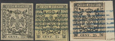 1852, N.4 in tre diverse tonalità, usati. (Lux) (Cat.225++)