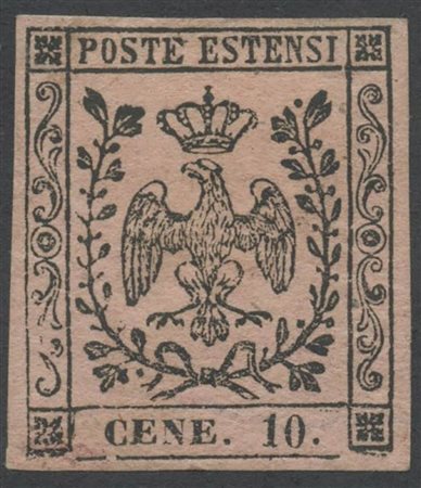 1852, 10c. N. 9 Rosa con la 'E' al posto della 'T' (N.9e), nuovo senza gomma....