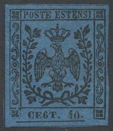 1852, 40c. N.10 Azzurro Scuro con '6' al posto della 'N', 'CE6T' (N.10c)...