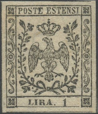 1852, 1L. N.11 Bianco senza punto dopo la cifra (N.11c), nuovo con gomma,...