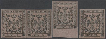 Segnatasse per giornali, quattro interessanti varietà tipografiche sul 9c....