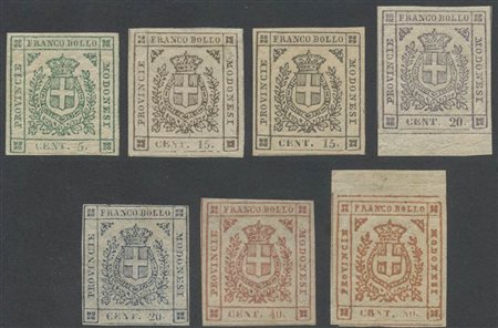 1859, N.12/18 serie completa nuova con gomma, linguellata. Diverse firme...