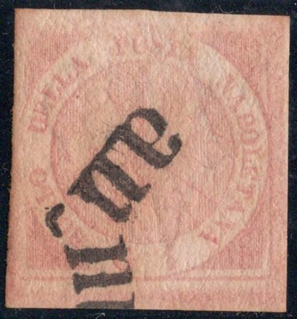 1858, N.1 Rosa Chiaro, usato. (A+) (Cat.600+)