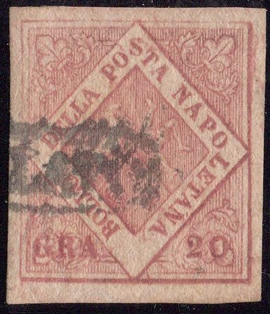 1858, N.12 Rosa Brunastro usato. (Lux). (Cat.1250)