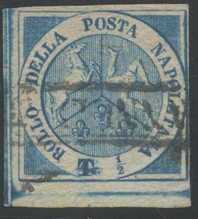 1/2t. Azzurro N.15 ''Trinacria', usato. (A) (Cat.26.000)