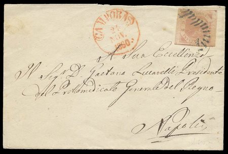 Lettera da Campobasso per Napoli affrancata con un 2gr. N.7 Rosa Brunastro....