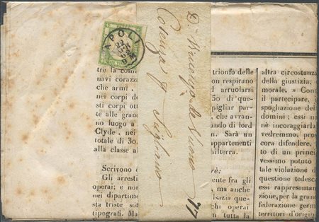 22.04.62, Giornale affrancato con un 1/2 Tornese N.17a Verde Giallo Chiaro....