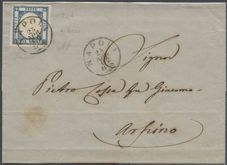 23.04.62, Lettera da Napoli per Arpino affrancata con un 2gr. Appartenente...