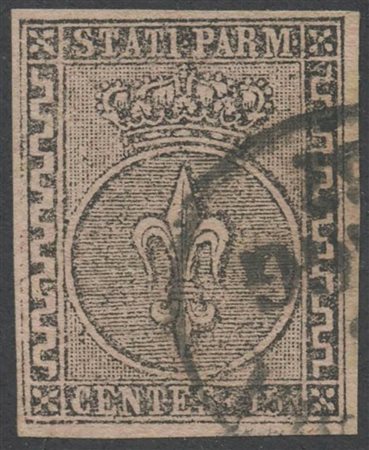 1852, 15c. N.Rosa con greca sinistra larga, usato. (Lux) (Cat.300)