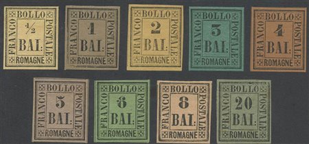 1859, N.1/7 e N.9 nuovi con gomma, linguellati. Tutti di ottima qualità.