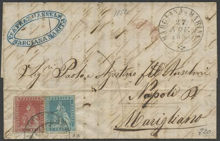 Due interessanti lettere di toscana, Una da Marciana Marina per Napoli con al...