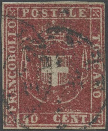 1860, 40c. N21c Carminio Cupo, usato. (A) (Cat.700)
