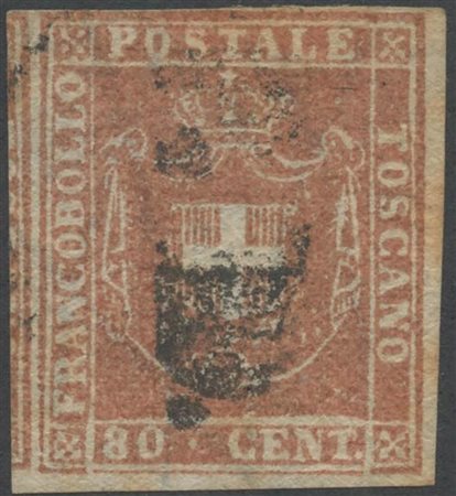 1860, 80c. N.22 Carmicino, usato. (A-) (Cert. Colla) (Cat.2.250)