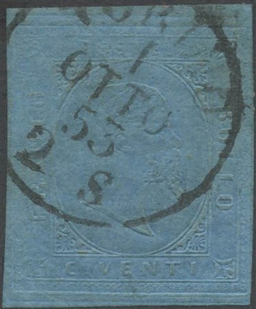 1.10.1853, N.5 Azzurro usato il I° giorno ufficiale per la II° emissione di...
