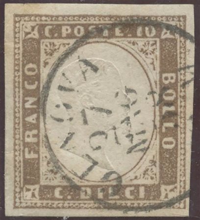 1858, 10c. N.14a Terra D'ombra Chiaro. (A+) (Cat.850)