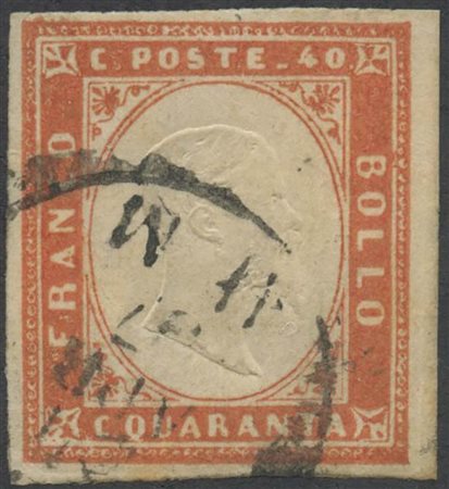 1855, 40c. N.16 (Rattone N.31e) Vermiglio Pastoso Chiaro, usato. (A+)...