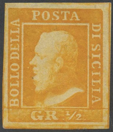 1859, 1/2gr. Arancio (I tav) nuovo con gomma, linguellato (A+) (E. Diena, A....