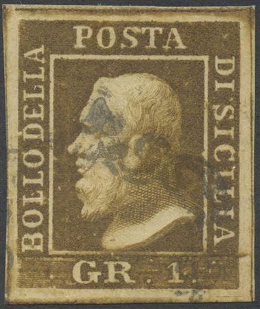 1859, 1gr. N.3 Bruno Ruggine (I tav, I stato), usato. (A+) (Chiavarello,...