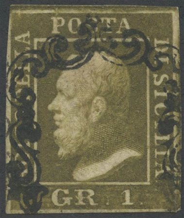 1859, 1gr. N. 4a Bruno Oliva Scuro(II tav), usato. (A) (E.Diena, A.Diena)...