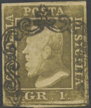 1859, 1gr. N.4c Bruno Olivastro Chiaro (II tav), usato. (A+). (Cat.300)