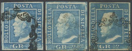 1859, 2gr. N.6 in tre diverse tonalità, tutti di ottima qualità e usati. (A+)...