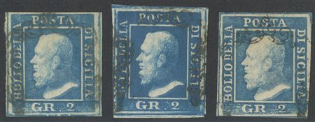 1859, N.8 in tre diverse e interessanti tonalità, ottima qualità. (A+) (Cat.--)