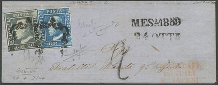 Sicilia- Gran parte di lettera affrancata con 20gr. N.13 Grigio Ardesia...