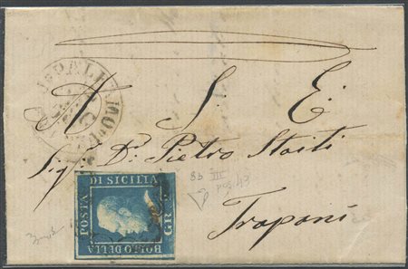 Lettea da Palermo per Trapani affrancata con un 2gr. N.8b Azzurro Verdastro....